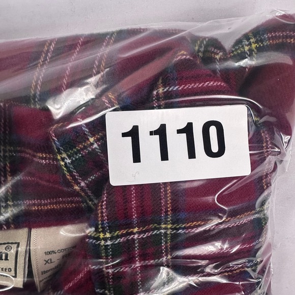 L.L. Bean Men's XL Red Plaid‎ Flannel Pajama Shirt 100% Cotton Long Sleeve Sleep - Picture 7 of 7